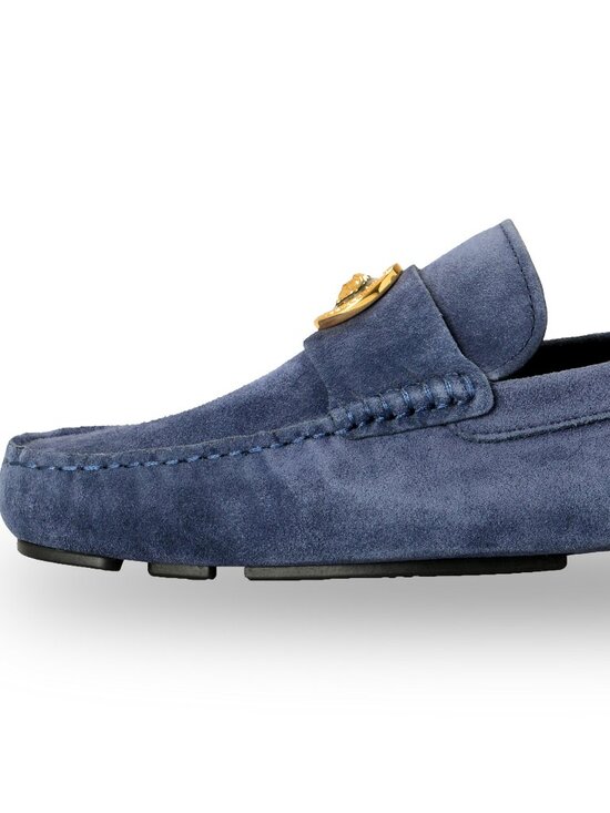 Versace Men\'s 100% Suede Leather Gold Medusa Driver Loafers Shoes US 11 IT 44 main image 6